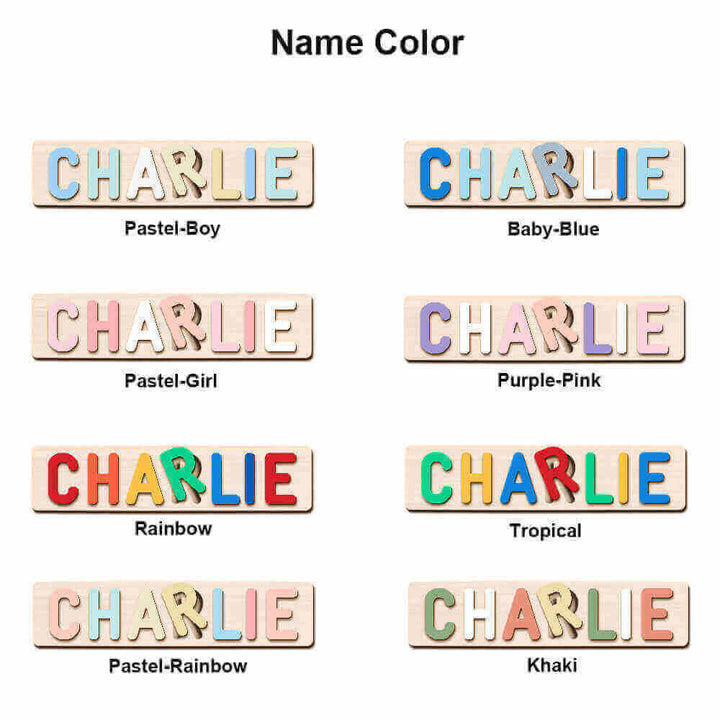 Personalized Wooden Baby Name Puzzle with Forest Animals - Custom Educational Toddler Toy  2.