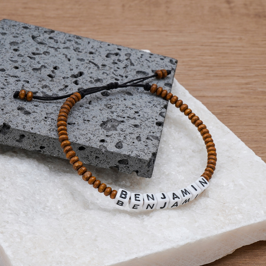 Personalized MATTE Black Men’s Beaded Bracelet