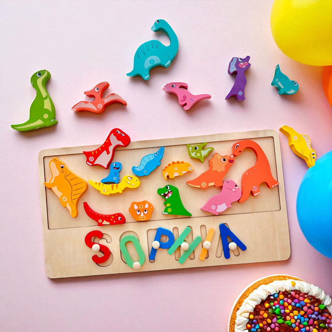 Personalized Wooden Animal Stacking Name Puzzle for Kids – Custom Educational Toy with Safe Eco-Friendly Basswood