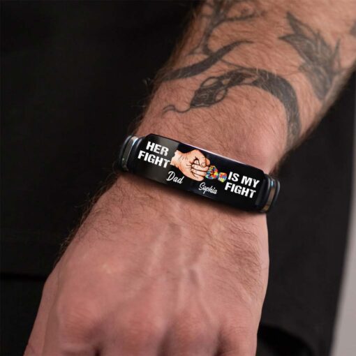Personalized Father's Stainless Steel and Silicone Bracelet