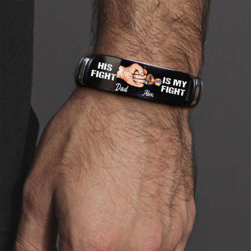 Personalized Father's Stainless Steel and Silicone Bracelet