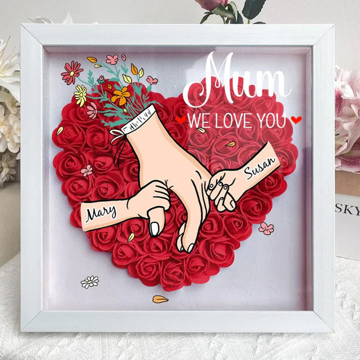 Personalized Flower Shadow Box - We Love You Mommy Hand Holding