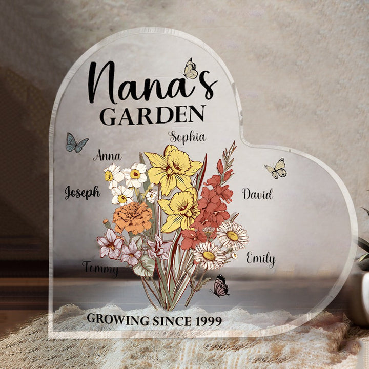 Personalized Nana's Garden Birth Flower Acrylic Plaque Home Decor