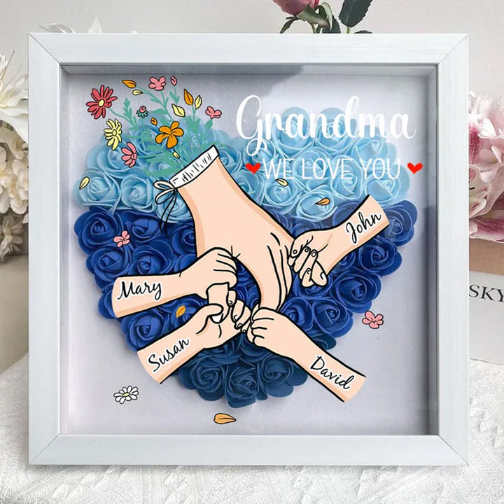 Personalized Flower Shadow Box - We Love You Mommy Hand Holding
