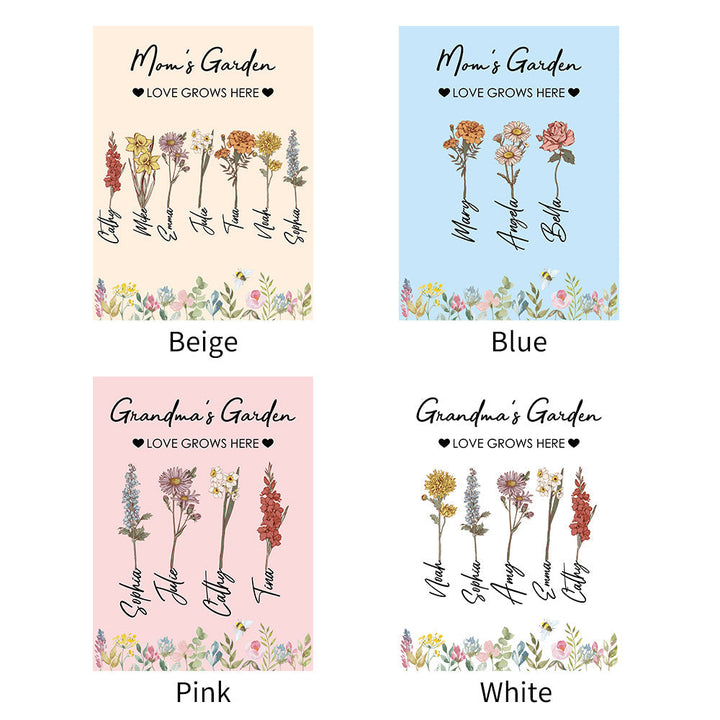 Personalized Mom's Garden Love Grows Here Customized Blanket