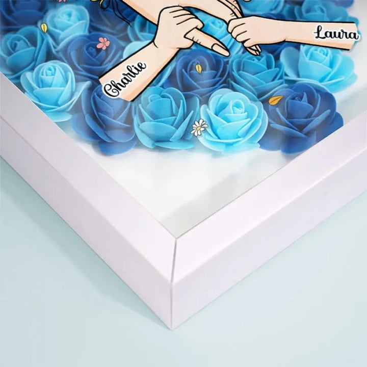 Personalized Flower Shadow Box - We Love You Mommy Hand Holding