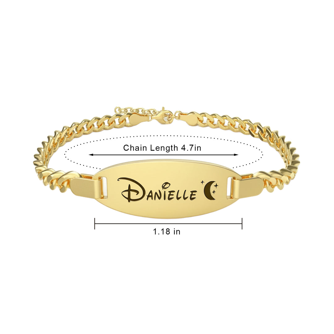 Personalized Oval Name Bracelet – Engravable Baby Keepsake with Birthstone
