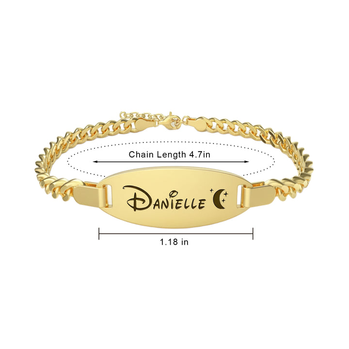 Personalized Oval Name Bracelet – Engravable Baby Keepsake with Birthstone