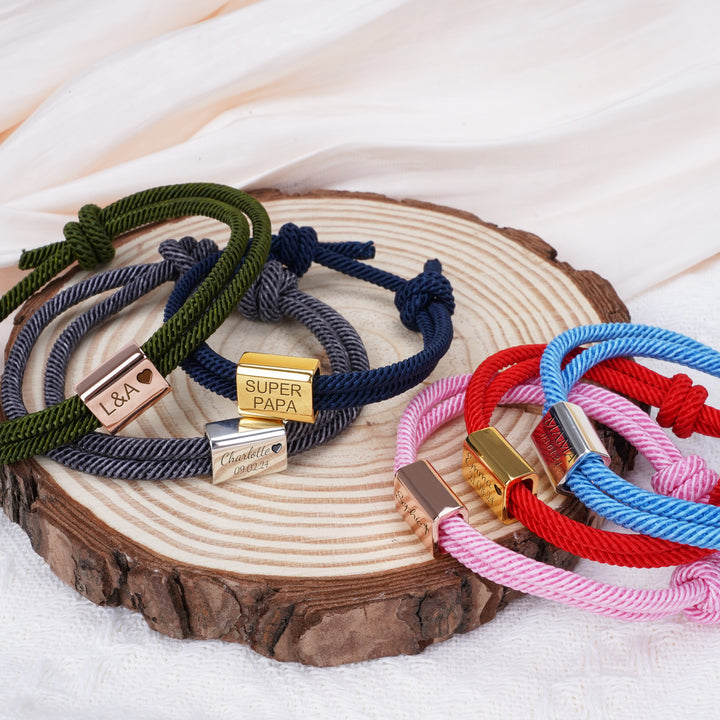 Personalized Family Metal Milanese Cord Bracelet