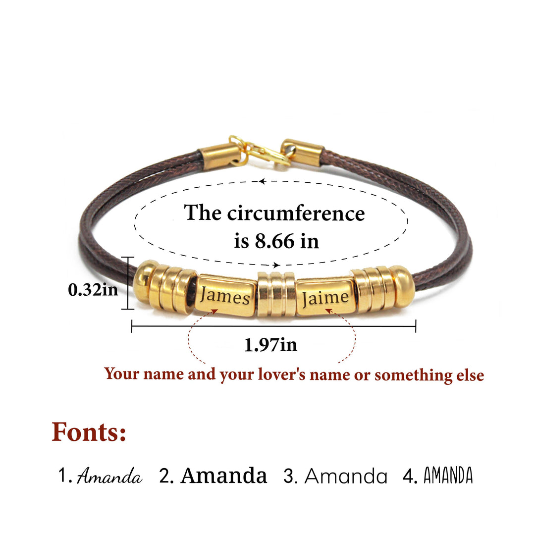 Men’s Personalized Braided Leather Name Bracelet – Custom Titanium Steel Engraved ID Wristband, Stylish Gift for Him