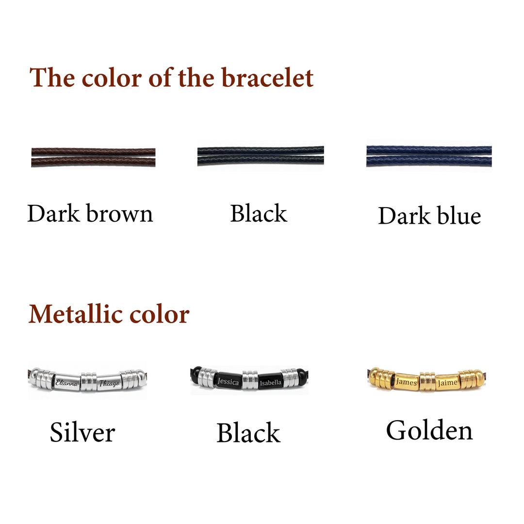 Men’s Personalized Braided Leather Name Bracelet – Custom Titanium Steel Engraved ID Wristband, Stylish Gift for Him