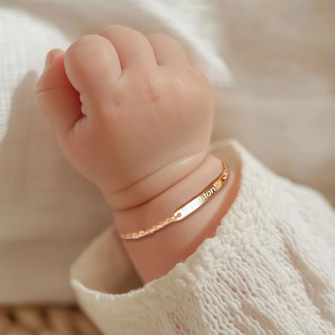 Customized Birthday Great Gift Baby Name Bar ID Bracelet