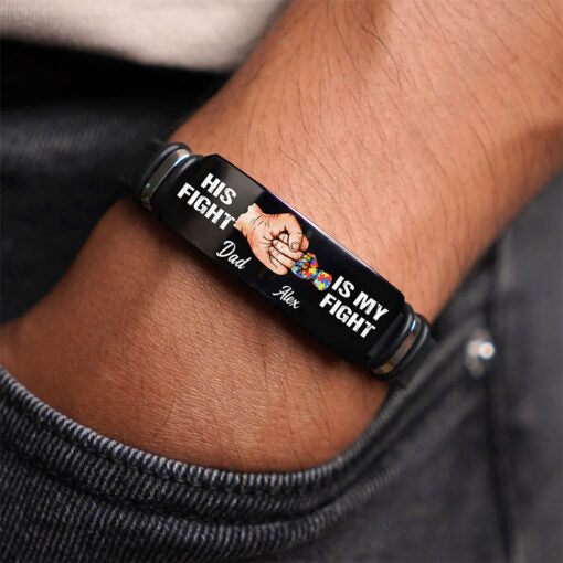 Personalized Father's Stainless Steel and Silicone Bracelet