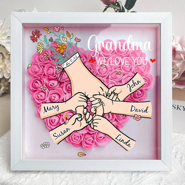 Personalized Flower Shadow Box - We Love You Mommy Hand Holding