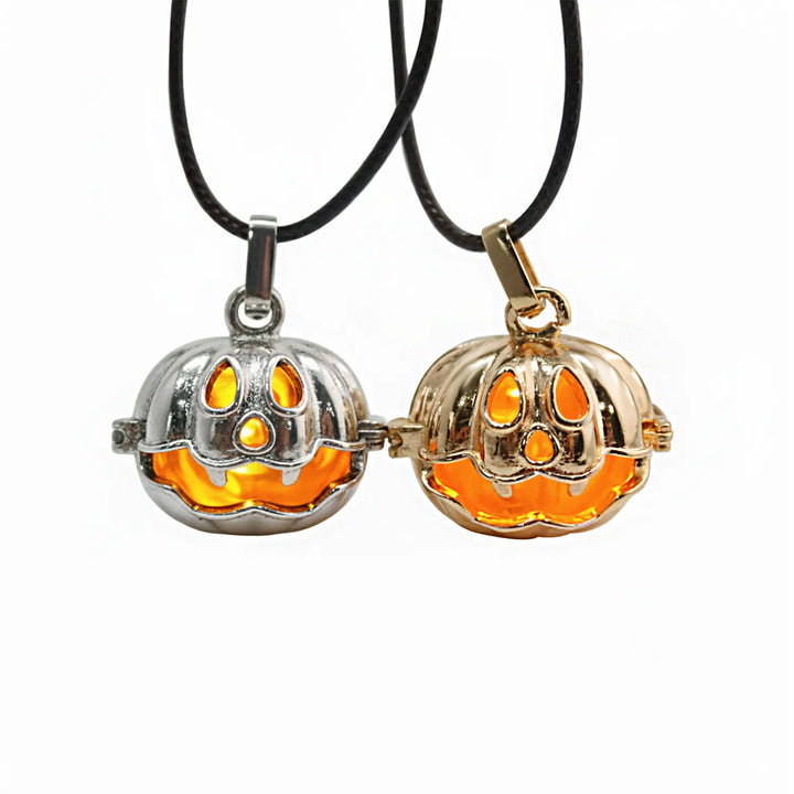 Halloween Glowing Pumpkin Pendant Necklace – Festive Luminous Jewelry Gift