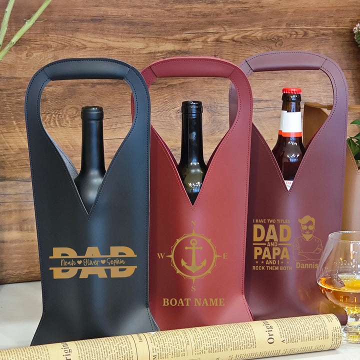 Personalized Champagne Beer Wine Bottles Gift Bag Father's Day for Dad