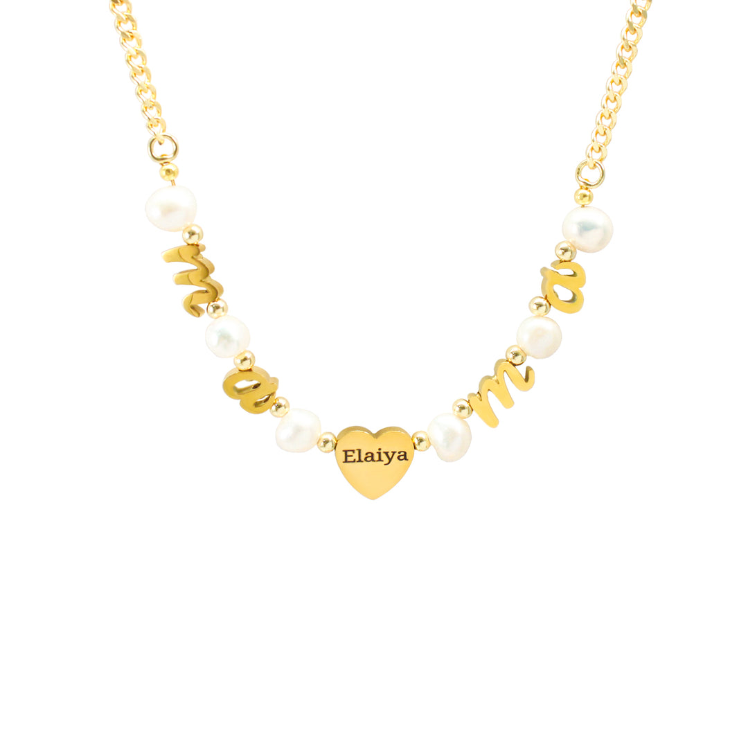 Personalized natural freshwater pearl necklace with MAMA letters
