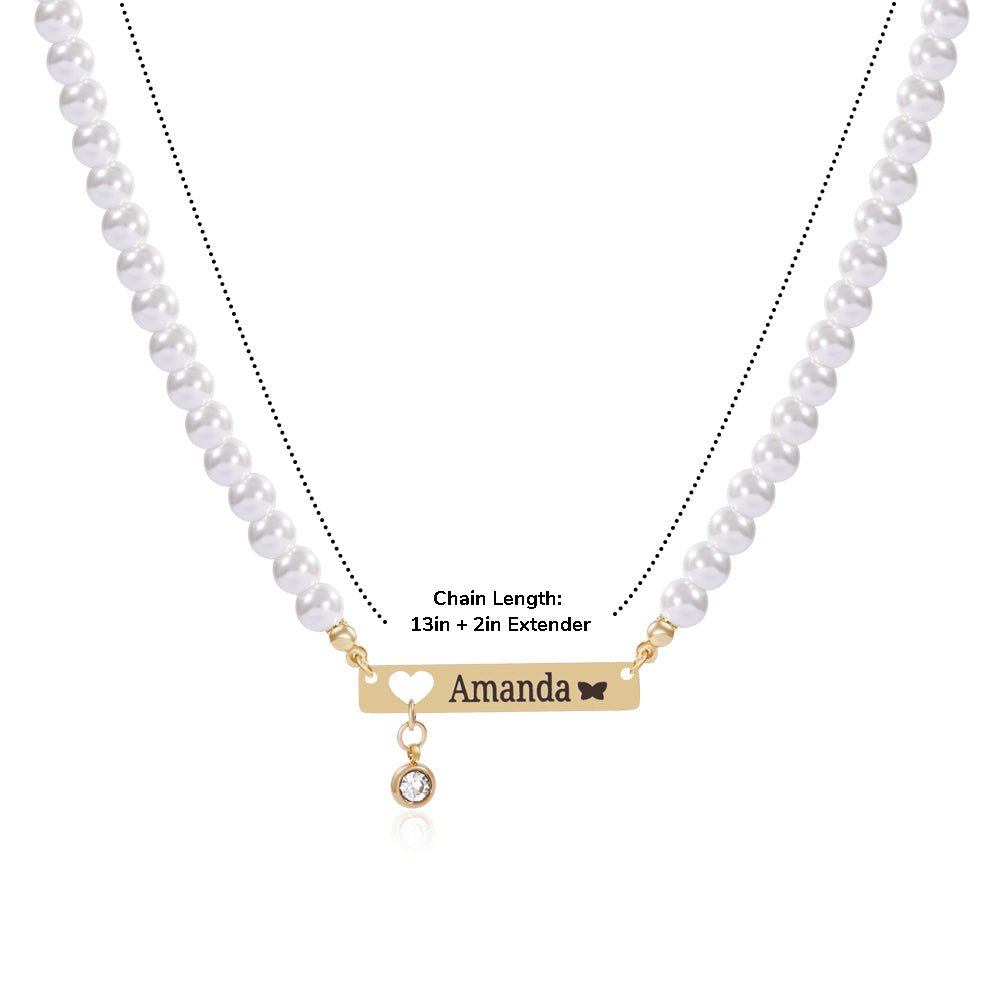 Personalized Baby Girl Name and Birthstone Pearl Necklace– A Keepsake That Shines with Love