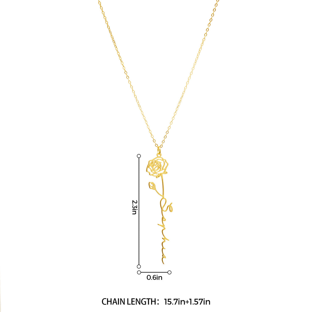 Personalized Birth Flower Name Necklace