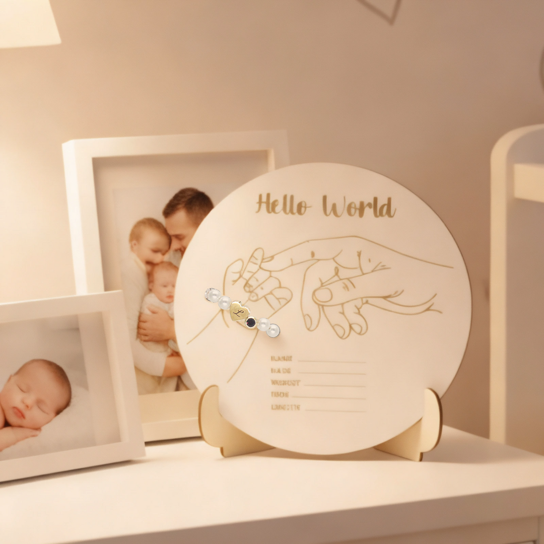Hello World Newborn Memorial Jewelry Display Stand – A Gentle Way to Treasure Baby’s First Keepsakes