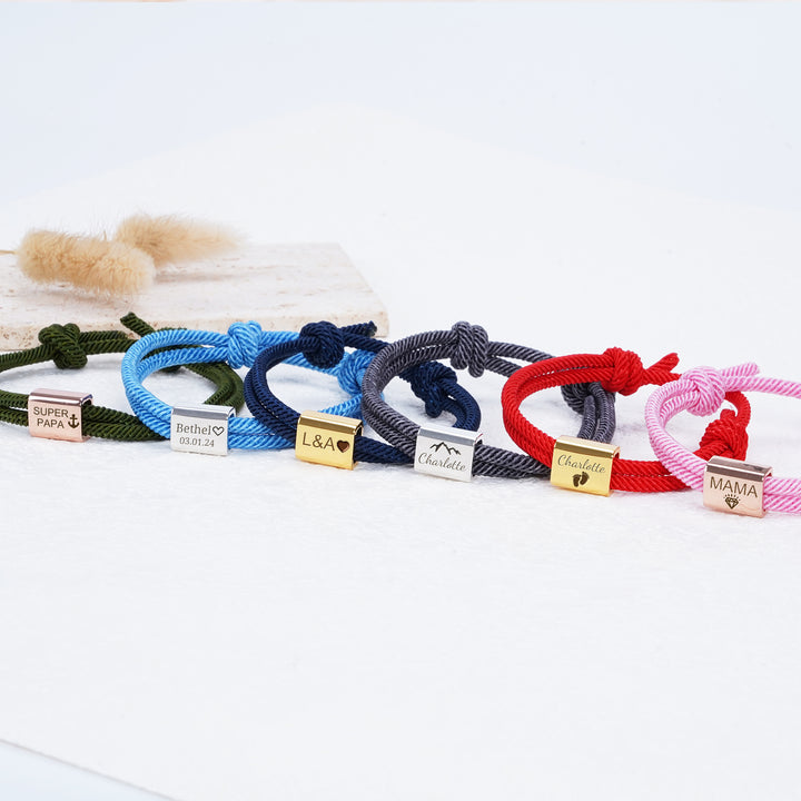 Personalized Family Metal Milanese Cord Bracelet