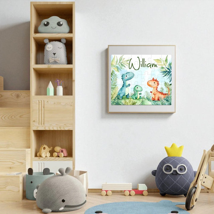 Personalized Dinosaur Name Puzzle – Custom Wooden Puzzle for Toddler Boys