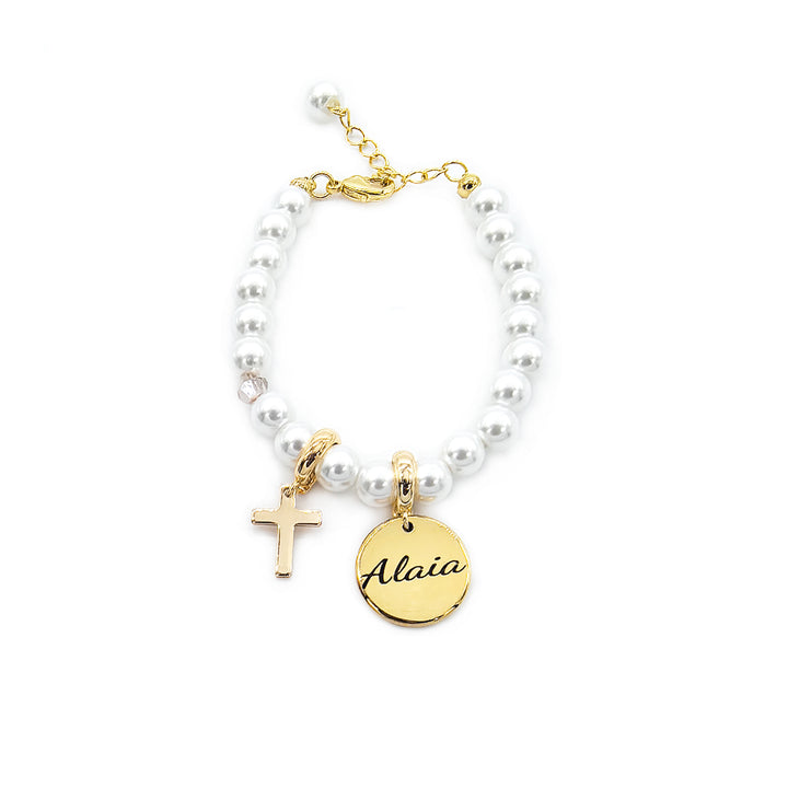 Custom Name & Pearl Bracelet – Vacuum-Plated, Tarnish-Resistant Gift for Sensitive Skin