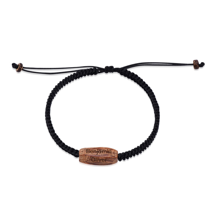 Personalized Men's Wooden Beaded Cord Bracelet