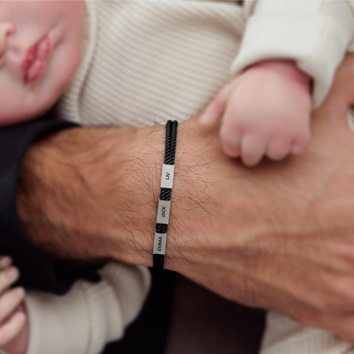 Customized father and baby name woven bracelet