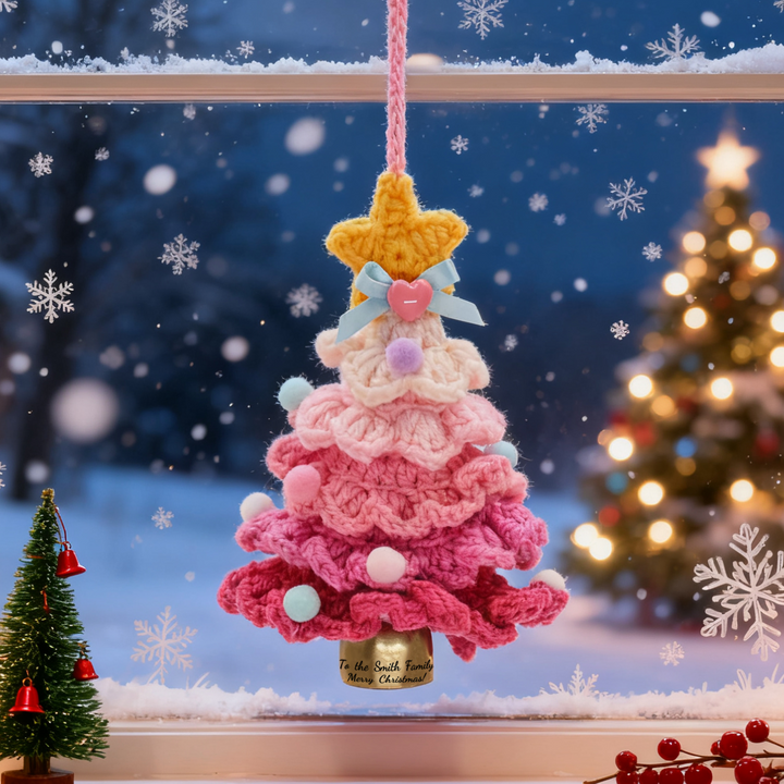 Hand-Crocheted Christmas Tree Wind Chime Pendant – A Miniature Christmas Wonderland