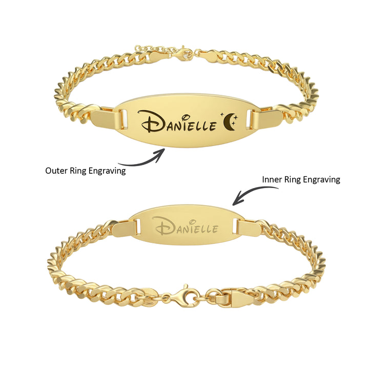 Personalized Oval Name Bracelet – Engravable Baby Keepsake with Birthstone