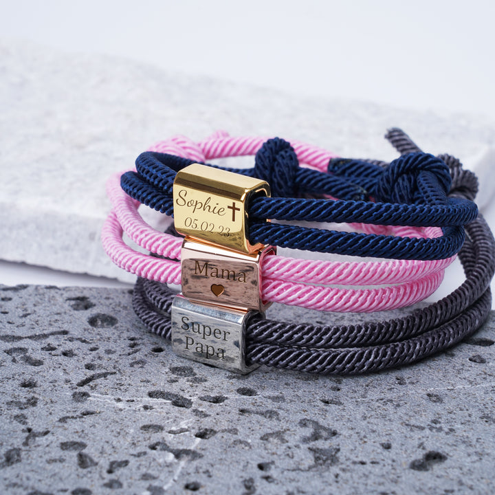 Personalized Family Metal Milanese Cord Bracelet