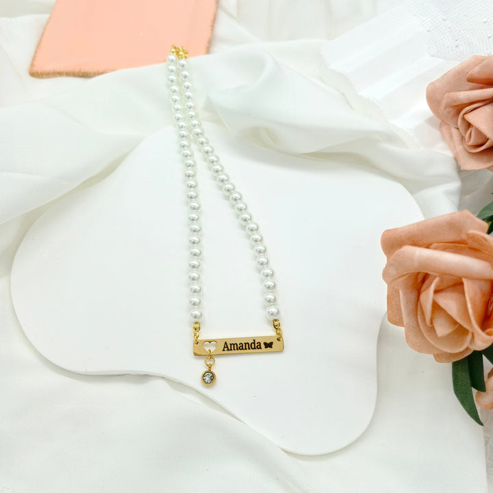Personalized Baby Girl Name and Birthstone Pearl Necklace– A Keepsake That Shines with Love