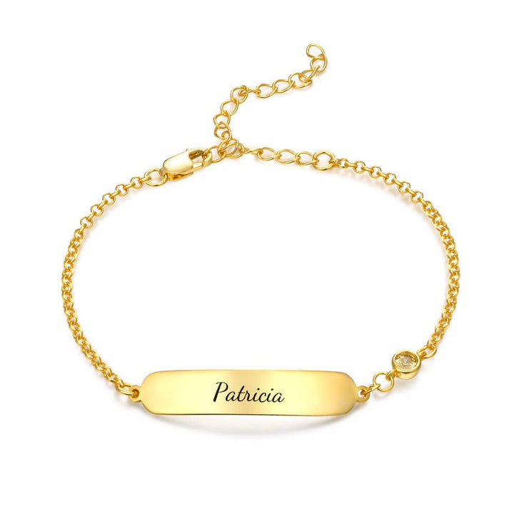 Personalized Baby Name Bracelet with Birthstone – Engravable & Sterling Silver Gift