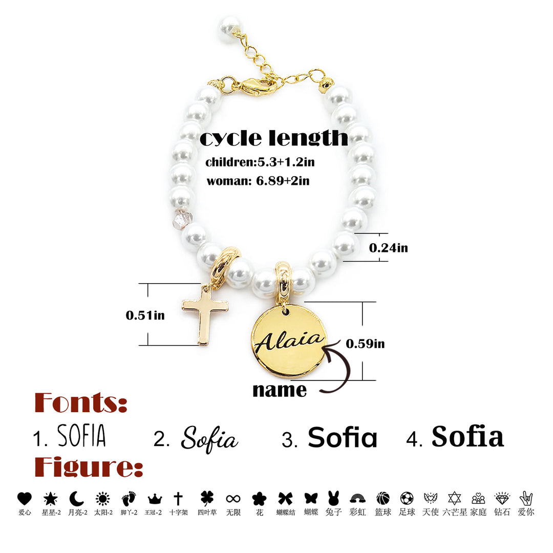 Custom Name & Pearl Bracelet – Vacuum-Plated, Tarnish-Resistant Gift for Sensitive Skin