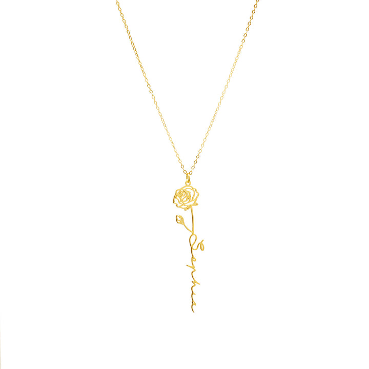 Personalized Birth Flower Name Necklace