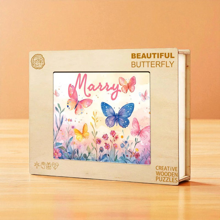 Personalized Butterfly Name Puzzle – Floral Wooden Puzzle Gift for Kids