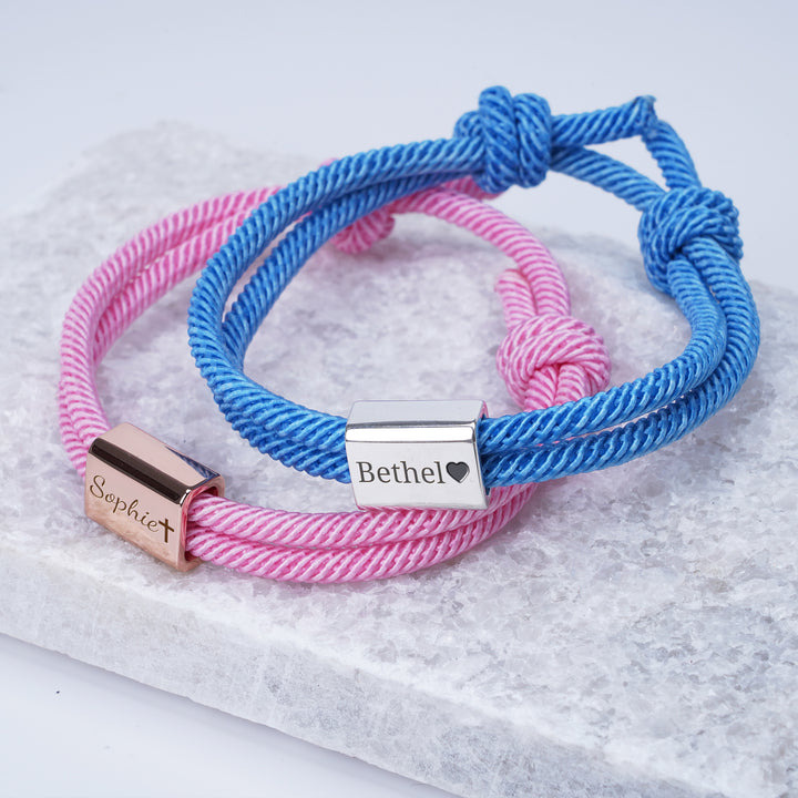 Personalized Family Metal Milanese Cord Bracelet