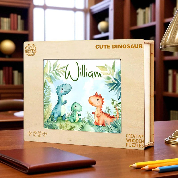 Personalized Dinosaur Name Puzzle – Custom Wooden Puzzle for Toddler Boys