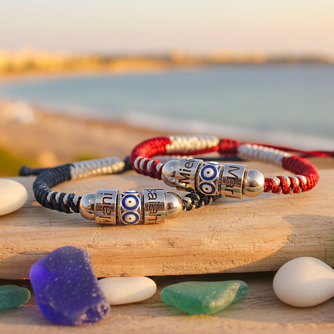Guardian Eyes Couple & Family Name Bracelet – Personalized Protection Jewelry