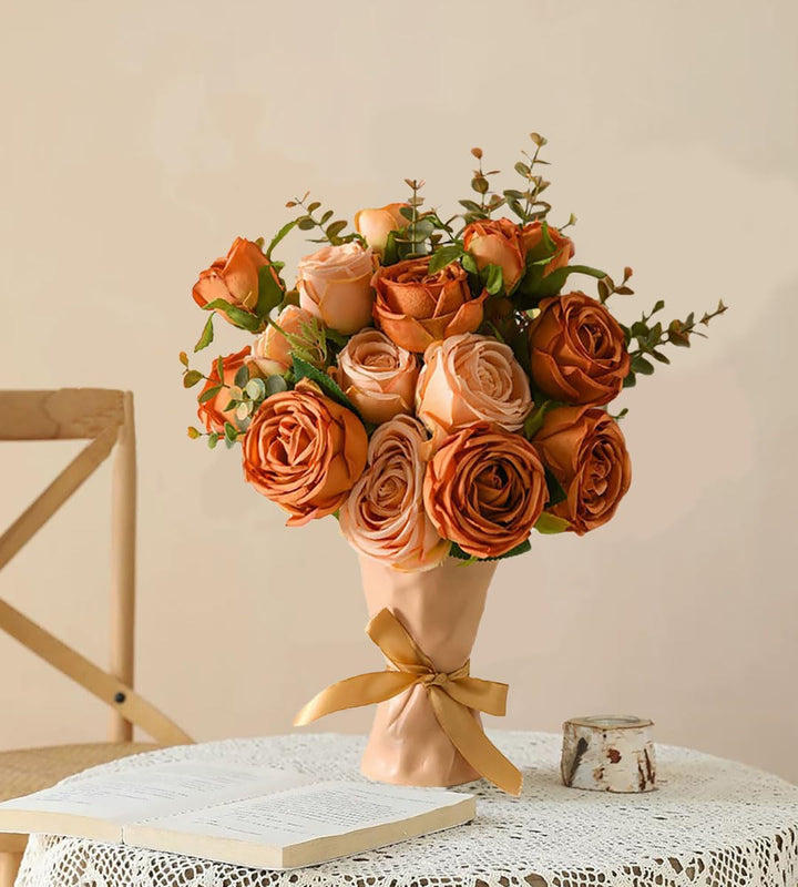 Personalized artificial flowers with name and vase