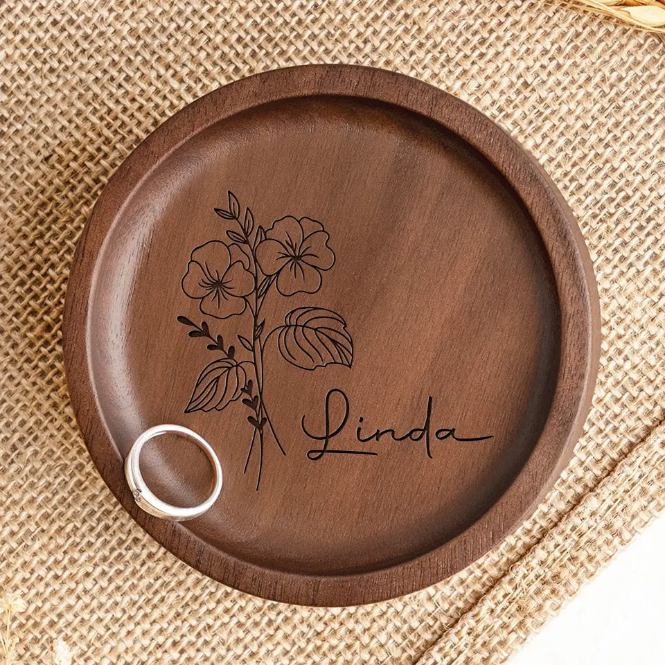 Bestie Personalized Custom Wooden Jewelry Dish - Gift For Best Friends, BFF, Sisters