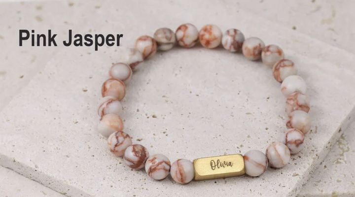 Personalised Men's Name Bracelet Malachite Stone Bracelet