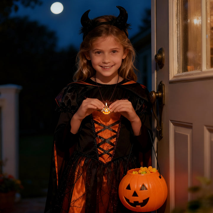 Halloween Glowing Pumpkin Pendant Necklace – Festive Luminous Jewelry Gift