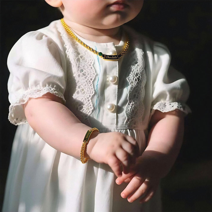 Personalized Baby Name and Birthstone Necklace