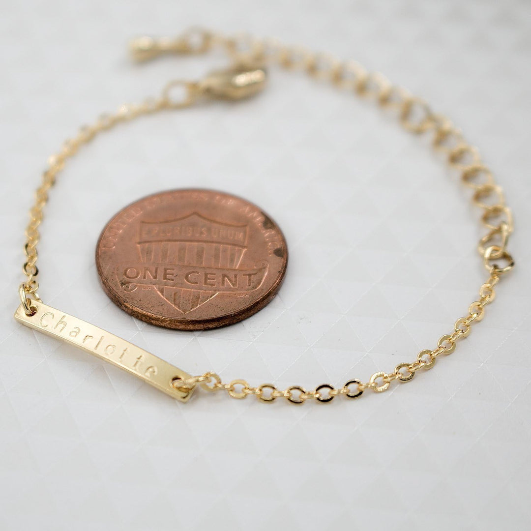Customized Birthday Great Gift Baby Name Bar ID Bracelet