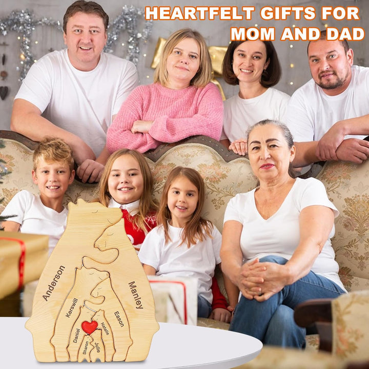 Personalized Bear Family Wooden Puzzle with 2-5 Names