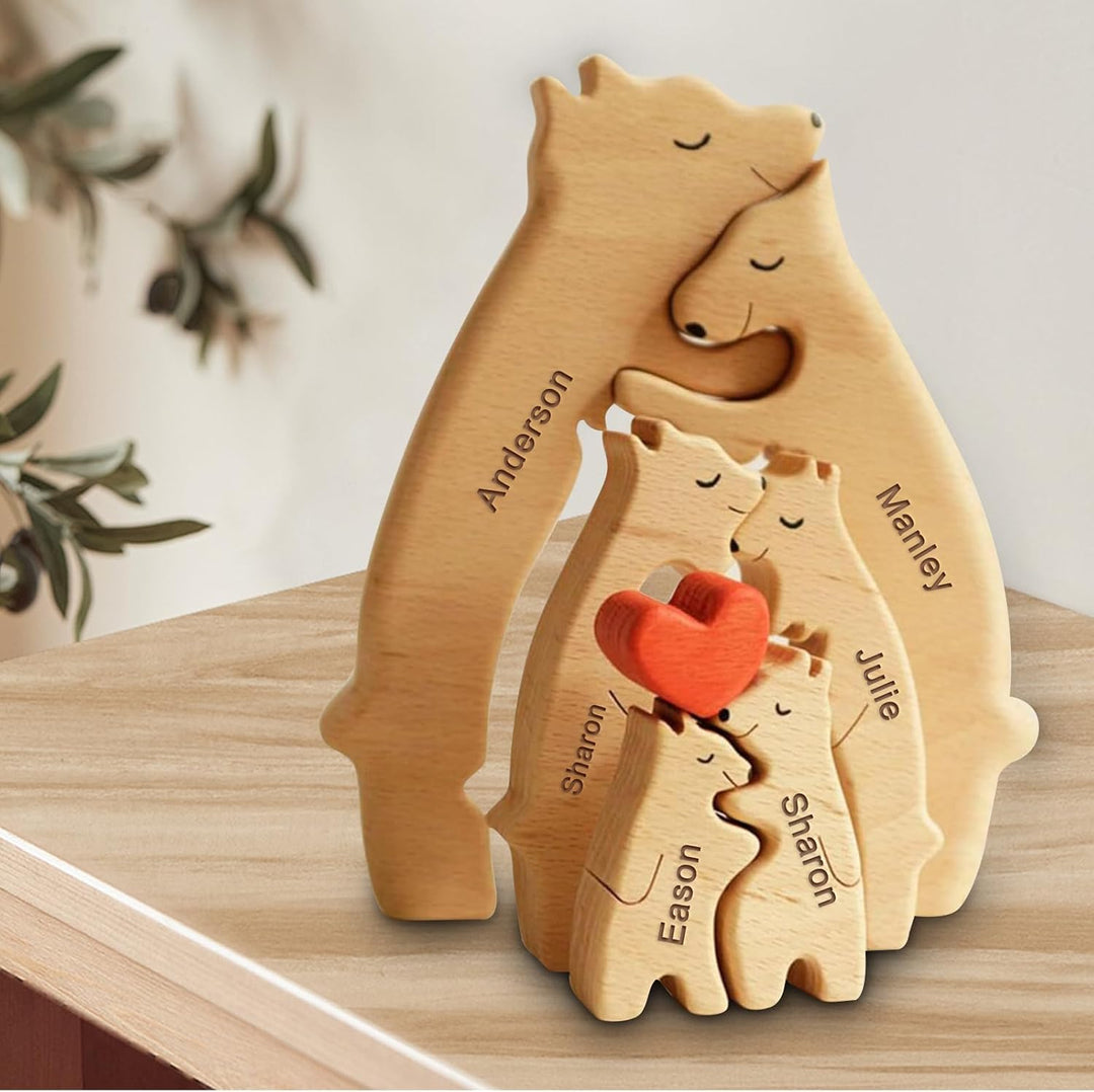 Personalized Bear Family Wooden Puzzle with 2-5 Names