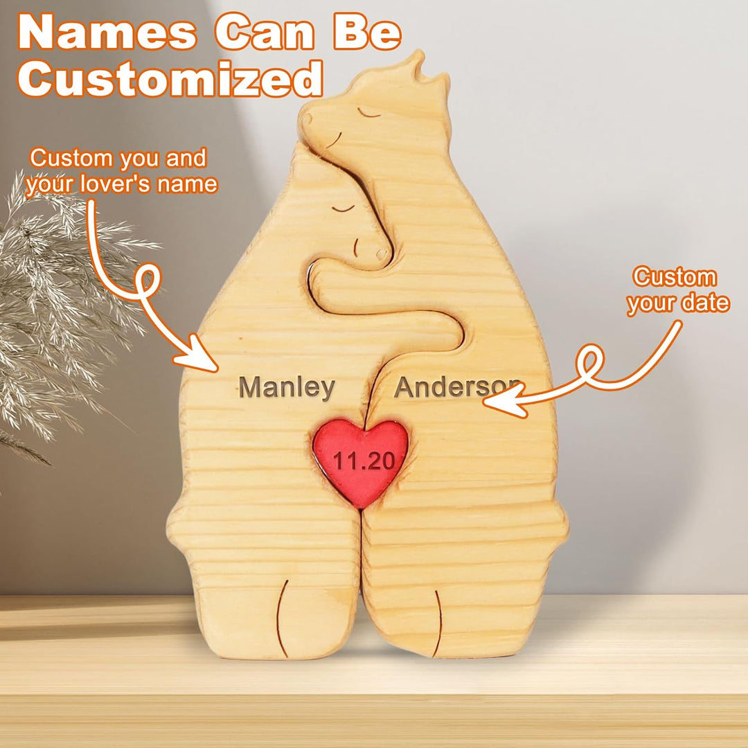 Personalized Bear Family Wooden Puzzle with 2-5 Names