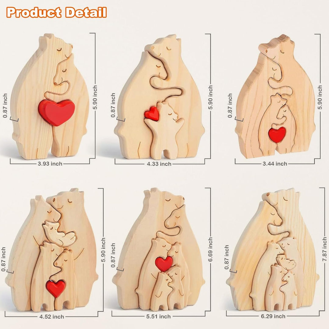 Personalized Bear Family Wooden Puzzle with 2-5 Names